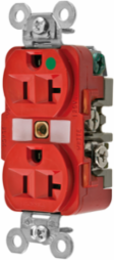 Hospital Grade Duplex Receptacle, 20A 125V, NEMA 5-20R, Red