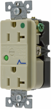 SPIKESHIELD Hospital Grade Surge Receptacle, Duplex, 20A 125V, Ivory