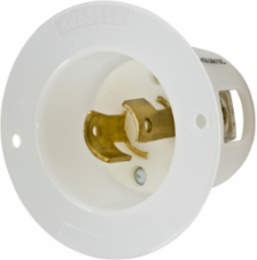Twist-Lock® Flanged Inlet, 20A 250V, 2-Pole, 2-Wire, Nylon, White, 2.56 Inch