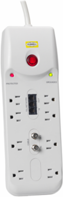 Surge Protector Plug Strip, 15A 125V, 8-Outlets, 2100 Joules, 6 ft Cord