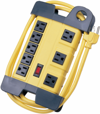 Surge Protective Device, 15A 125V, 8-Outlet, 350 Joules, 6 ft Cord, Yellow