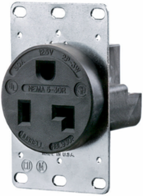 Industrial Grade Receptacle 2-Pole 3-Wire 30A 125V 5-30R Black
