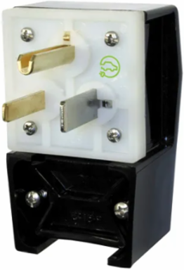 Heavy Duty Nylon 4-Position Male Plug, 50A 250V, 3-Wire, 6-50P, Angled