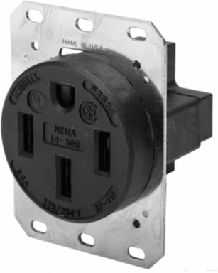 Straight Blade Receptacle 50A 125/250V Brass Contacts