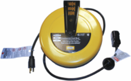 Commercial Cord Reel 25 Ft, Yellow, Steel Construction, Heavy Duty