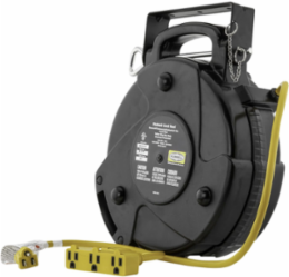 Commercial Cord Reel 40 Ft, 15A 125V with Triple Tap, Black