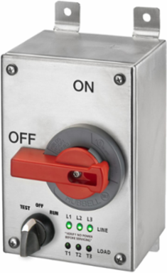 Disconnect Switch 100A, 4X, Stainless Steel, LED Indicators, Jog Switch