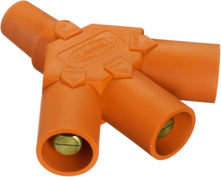 Heavy Duty Tri-Tap Connector, 400A, 600V AC/DC, 5.8 Inch Width, Orange