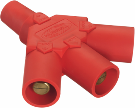 Industrial Grade Tri-Tap Connector, 400A 600V AC/DC, 5.3 Inch, Red