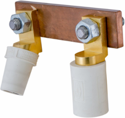 Single Pole 400A Angled Female Offset Stud Wiring Device, White, 1.450 Inch Width