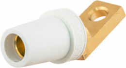 Single Pole 400A Angled Female Offset Stud Wiring Device, White, 1.450 Inch Width