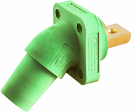 Angled Receptacle 400A Buss Connection Green, 3 Inch Width, 600V AC/DC