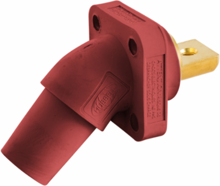 Single Pole Angled Receptacle, 300/400A, 600V AC/DC, Red