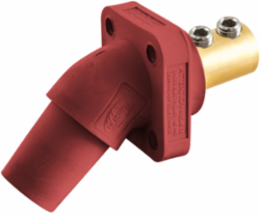 Single Pole Angled Receptacle, 400A, Double Set Screw, Red