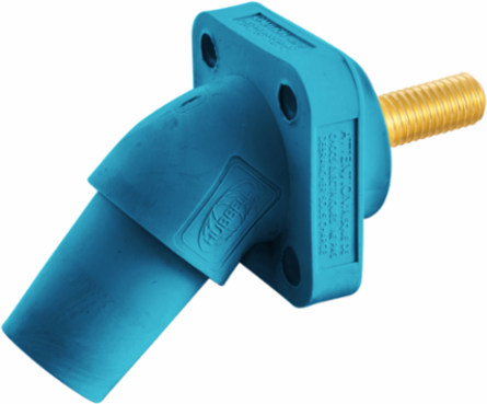 Single Pole Receptacle, 300/400A, Angled, Threaded Stud, Blue, 400A, 600V AC/DC