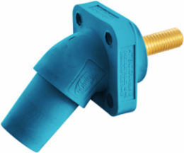 Single Pole Receptacle, 300/400A, Angled, Threaded Stud, Blue, 400A, 600V AC/DC