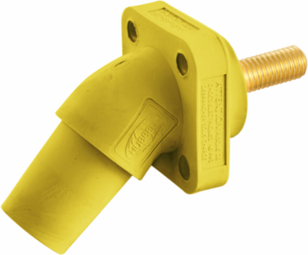 400A Yellow Angled Receptacle, 600V AC/DC, Threaded Stud, 6.150 Inch Width