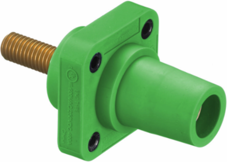 Industrial Grade Female Receptacle 300/400A 600V AC/DC, Stud Termination, Green