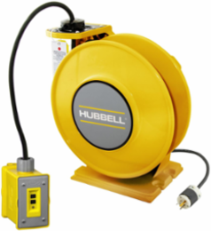 Yellow Industrial Reel 25 Ft with GFCI Duplex Receptacle 20 A, 125 VAC