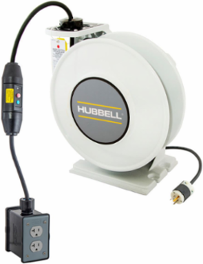 White Industrial Reel with GFCI, 25 Ft, 20 A, 125 VAC