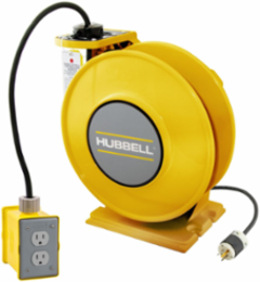 Yellow Industrial Cord Reel, 25 Ft, 20 A, 125 VAC, 3-Wire
