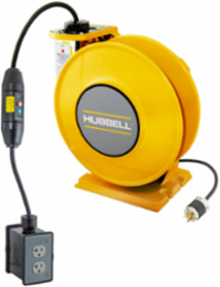 Yellow Industrial Cord Reel, 45 Ft #12/3 SJO, 20 A, 125 VAC
