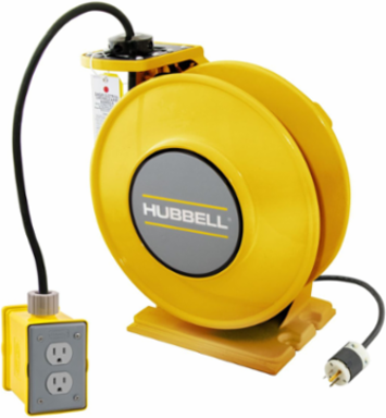 Yellow Industrial Cord Reel, 45 Ft, 15 A, Duplex Receptacle