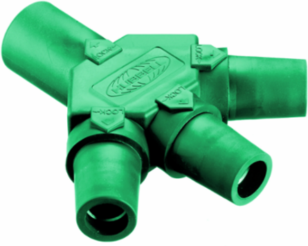 Male-Female-Female-Female Tri-Tap Connector, 400A, 600V AC/DC, 6 Inch Width