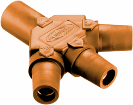 Heavy Duty Single Pole Tri-Tap Connector 400A 600V AC/DC Male-Female-Female-Female