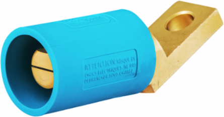 Single Pole Angled Male Connector, Offset Stud Type, 400A, Blue, 1.500 Inch Width