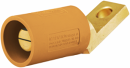 Single Pole Angled Male Connector, 400A, Offset Stud Type, Orange, 6 Inch Width