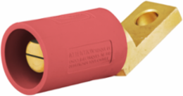 Single Pole Angled Male Connector, 400A, Offset Stud Type, Red, 4 Inch Width
