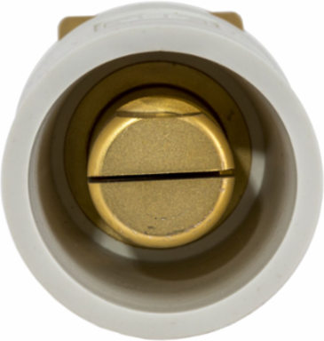 Single Pole Angled Male Connector, 400A, Offset Stud, 6 Inch, White