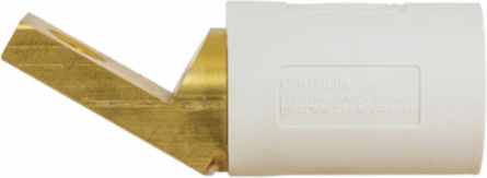 Single Pole Angled Male Connector, 400A, Offset Stud, 6 Inch, White