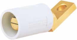 Single Pole Angled Male Connector, 400A, Offset Stud, 6 Inch, White