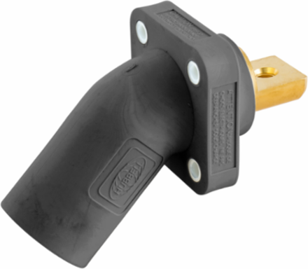 Single Pole Angled Inlet 400A Receptacle, Black, 600V AC/DC