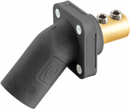 Single Pole Black Angled Inlet 400A Receptacle with Double Set Screw