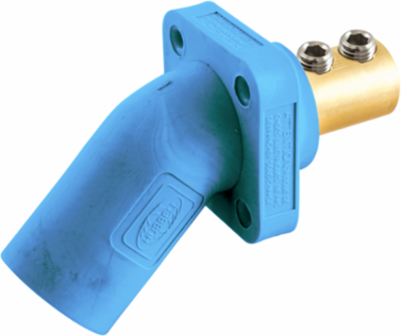Single Pole Inlet, Angled, Double Set Screw, 400A, 2.400 Inch Width, Blue