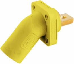 Angled Single Pole Inlet Receptacle, 400A, Yellow, 2.200 Inch Width