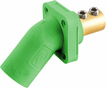 Angled Inlet Receptacle, 400A, Double Set Screw, 8 Inch Width, Green