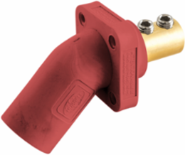 Angled Single Pole Receptacle, 400A, 600V AC/DC, Red, Double Set Screw