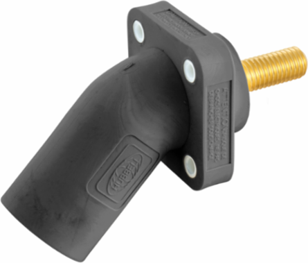 Single Pole Inlet Connector, 400A, Angled, Threaded Stud, Black