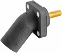 Single Pole Inlet Connector, 400A, Angled, Threaded Stud, Black