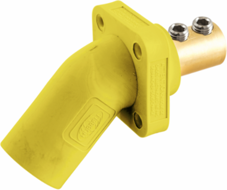 400A Angled Inlet Receptacle, Double Set Screw, Yellow