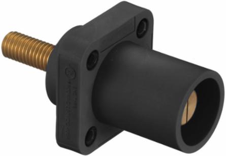 Heavy Duty Male Receptacle, 400A 600V AC/DC, Single Pole, Threaded Stud, Black