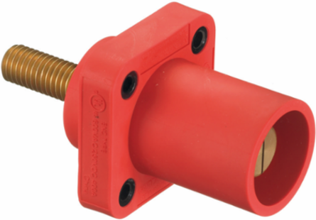 Heavy Duty 1-Pole Male Receptacle, 400A 600V AC/DC, Red, 2.860 Inch Width