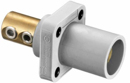 Heavy Duty Single Pole Male Receptacle, 400A 600V AC/DC, Thermoplastic, White