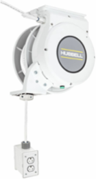 Motorized Cord Reel, White Cord, 25ft, #12/3 SJO, POB, (2) 20A 125V TR Receptacles