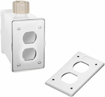 Portable Outlet Box with Strain Relief, 1-Gang, 5.38 x 4.2 x 3.18 Inch, Yellow Non-Metallic