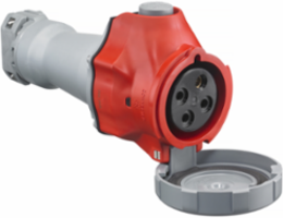 Heavy Duty IEC Pin and Sleeve Connector, 60A 3-Phase 480V AC, NEMA 4X/IP69K